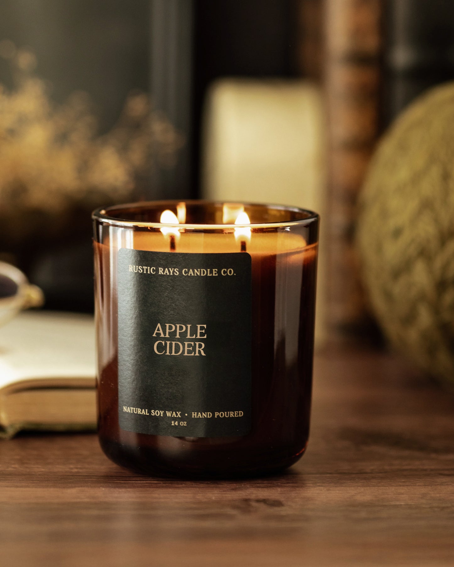 - Apple Cider Candle | 14 oz Amber Jar