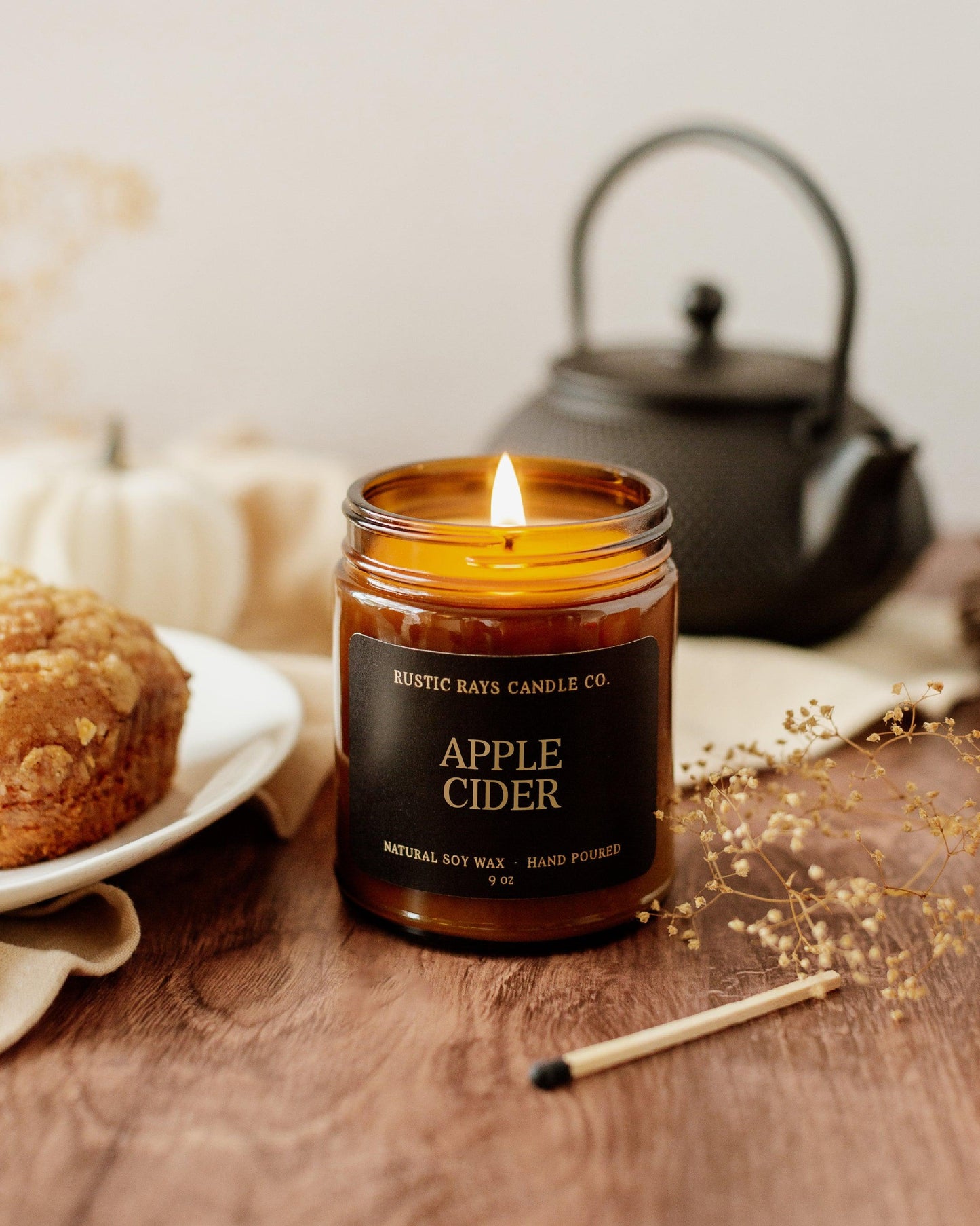 - Apple Cider Candle | 9 oz Amber Jar