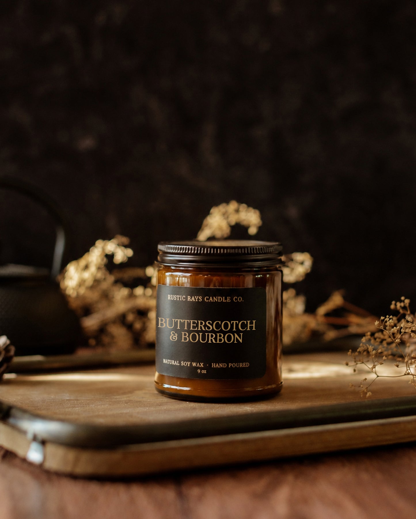 Butterscotch & Bourbon Candle | 9 oz Amber Jar