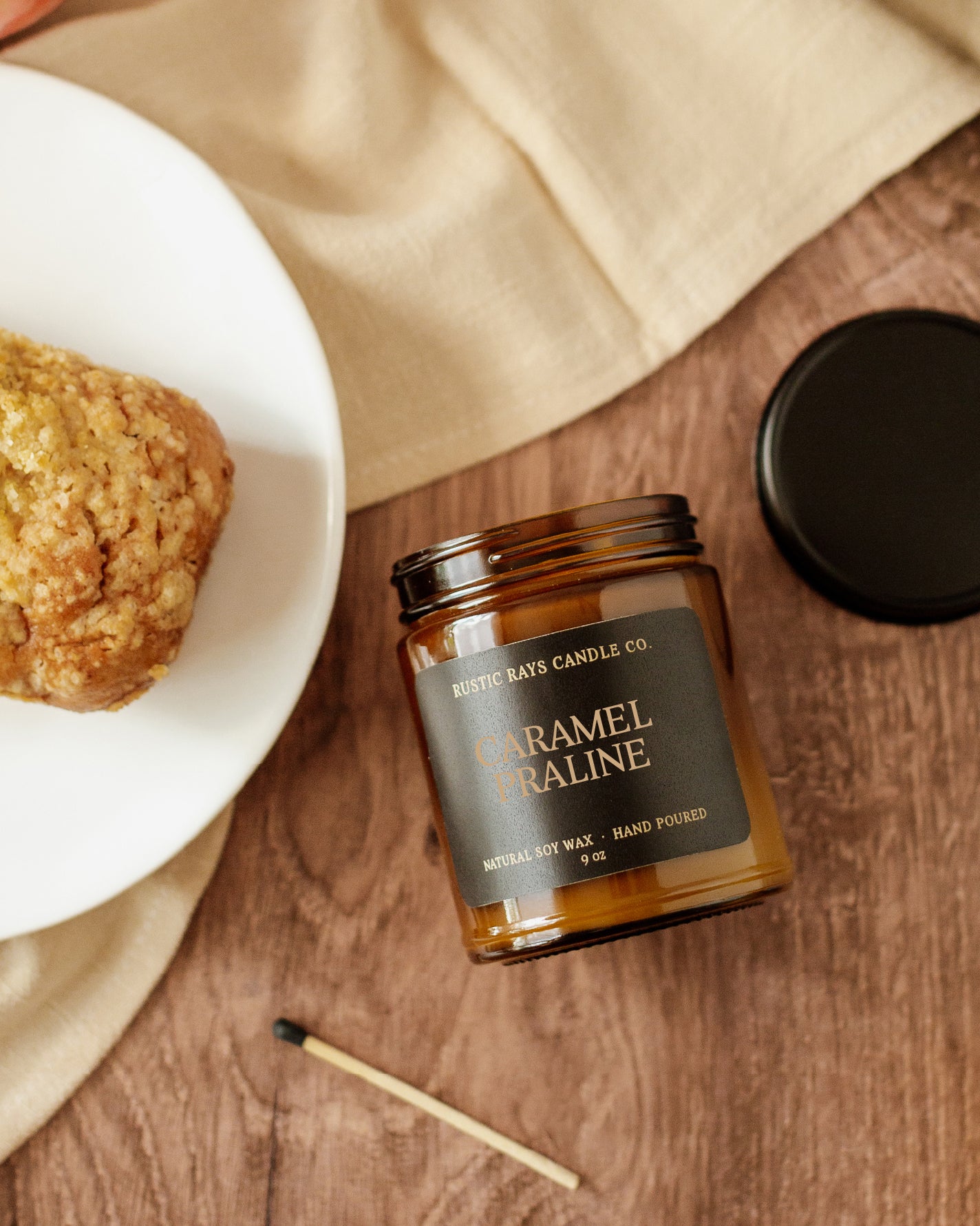 - Caramel Praline Candle | 9 oz Amber Jar