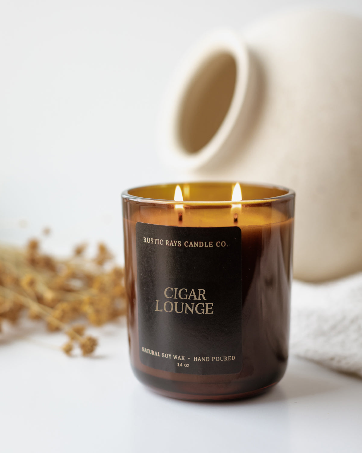 - Cigar Lounge Candle | 14 oz Amber Jar