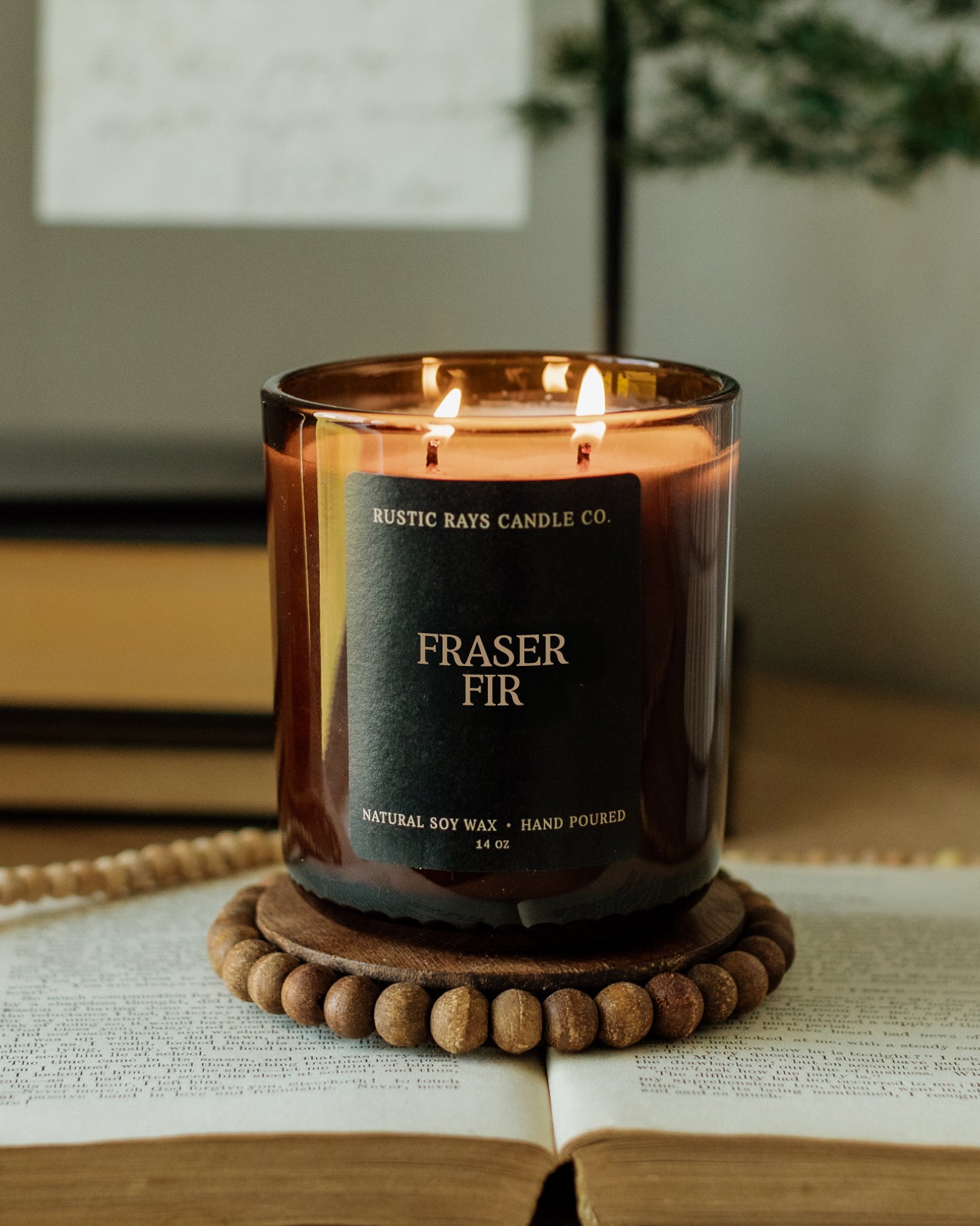 - Fraser Fir Candle | 14 oz Amber Jar