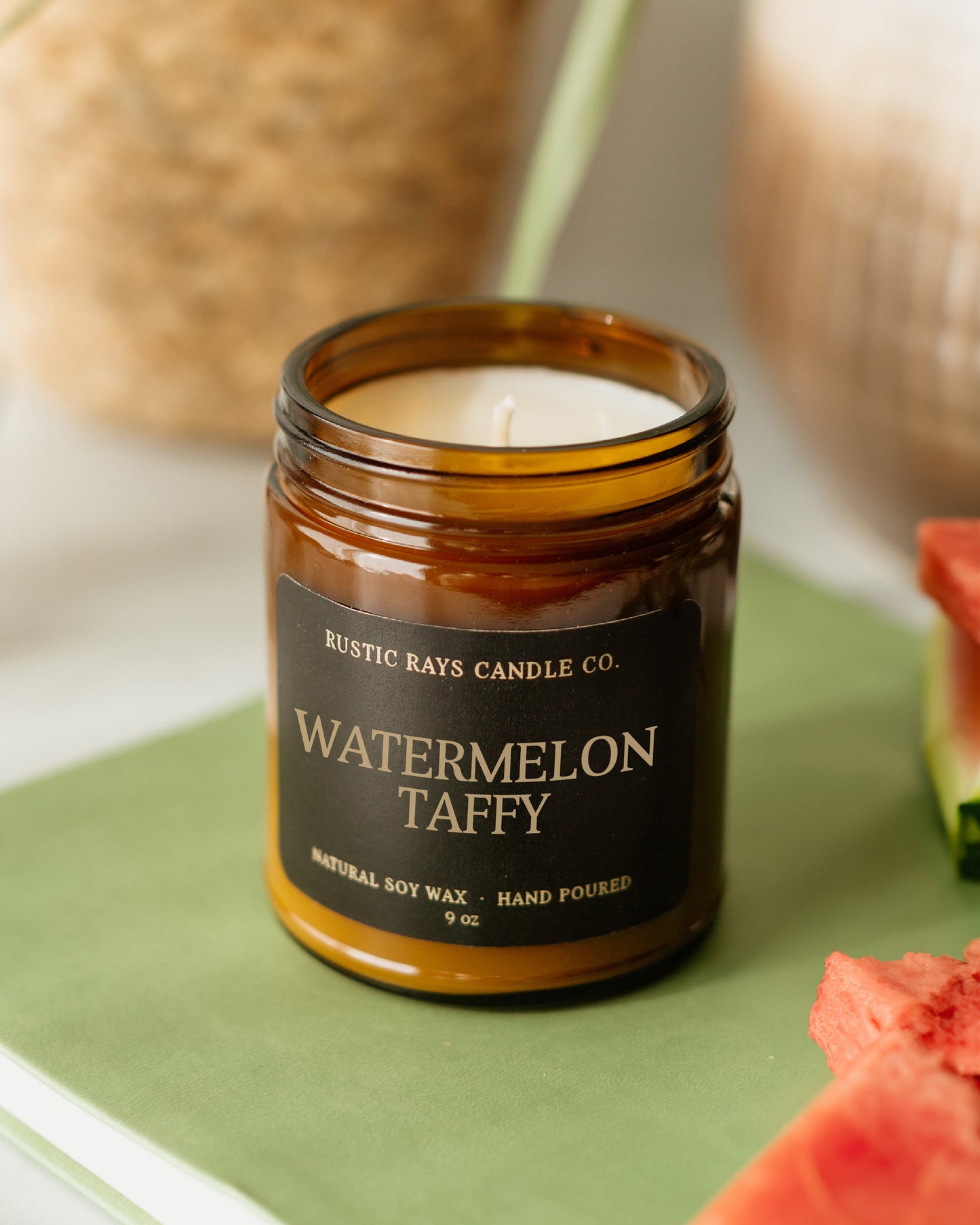 - Watermelon Taffy Candle | 9 oz Amber Jar