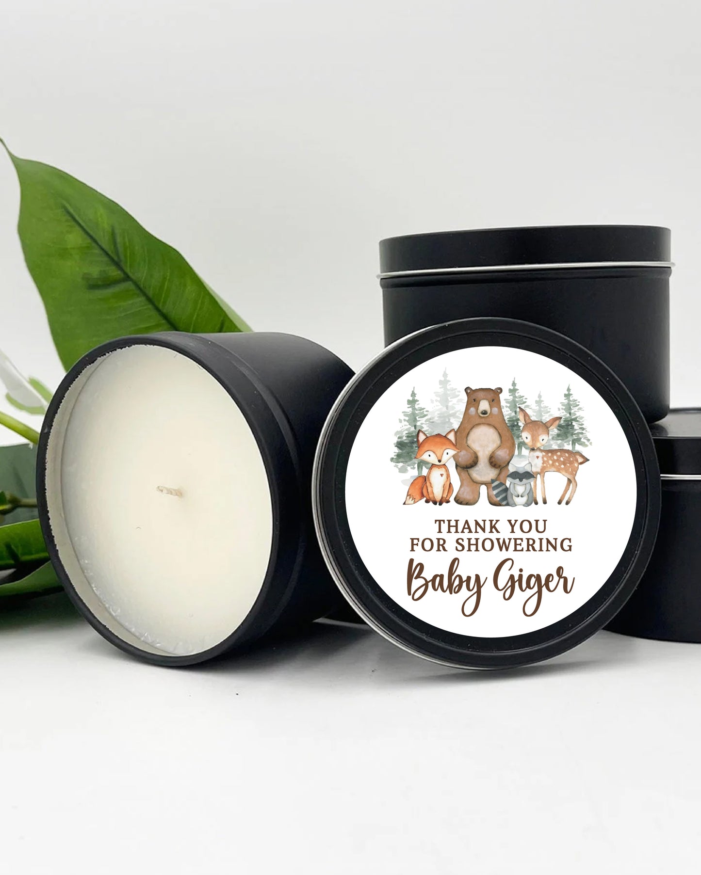Woodland Baby Shower | 012 | Personalized Candles | 4 oz