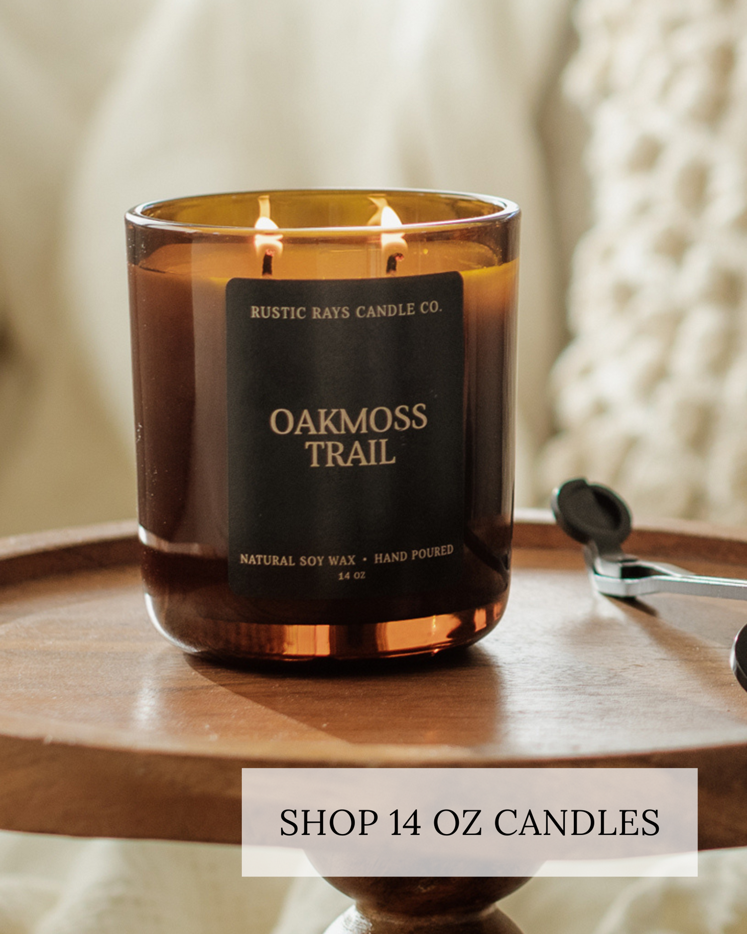 14 oz Soy Candles | Double Wick Amber Jars