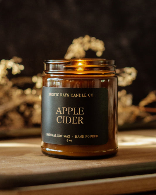 - Apple Cider Candle | 9 oz Amber Jar