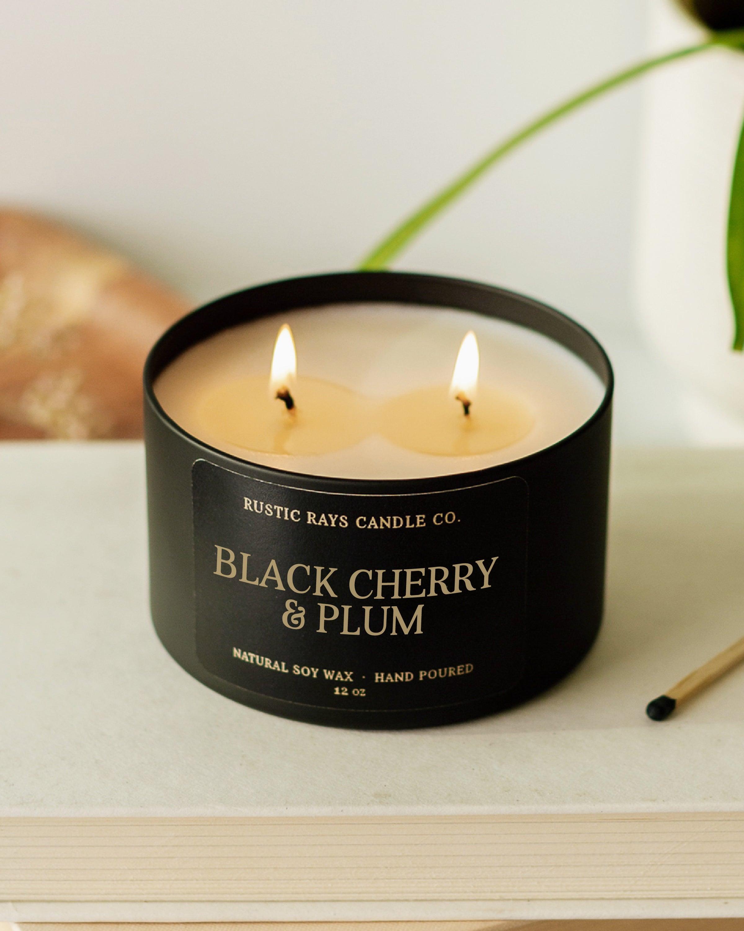 Black Cherry & Plum Candle | 12 oz Tin – Rustic Rays Candle Co.