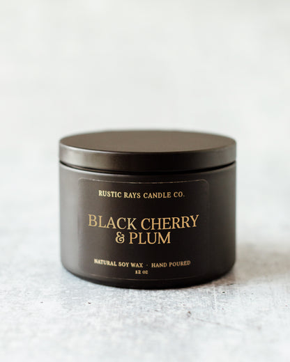 Black Cherry & Plum Candle | 12 oz Tin