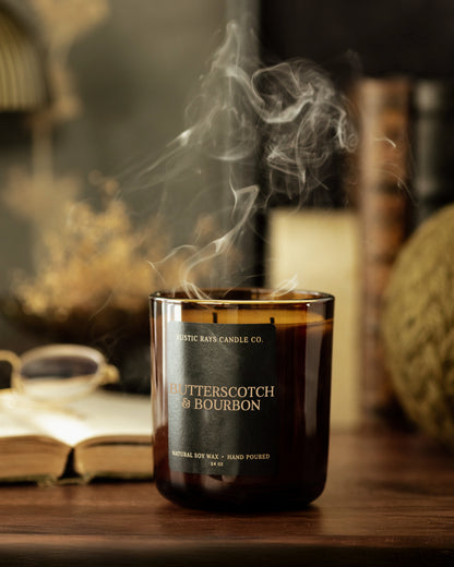 - Butterscotch & Bourbon Candle | 14 oz Amber Jar