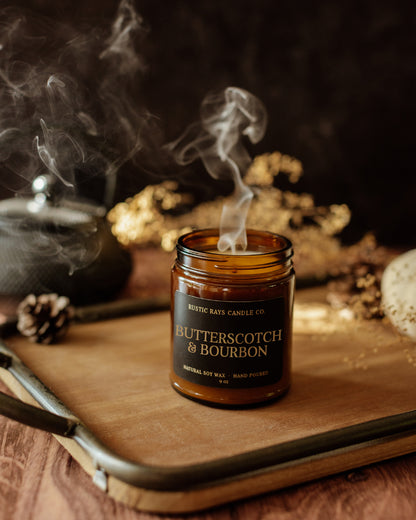 Butterscotch & Bourbon Candle | 9 oz Amber Jar