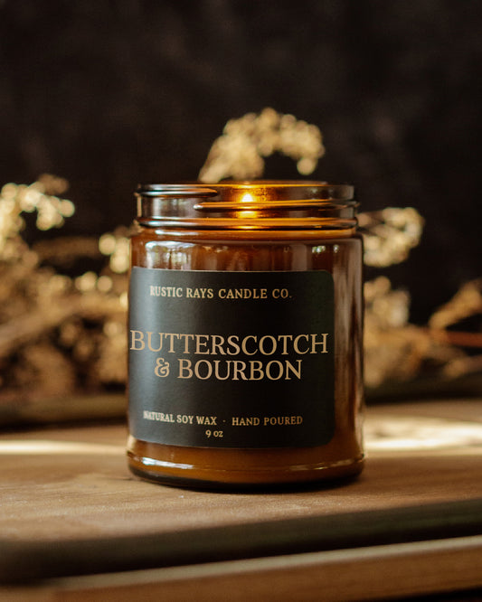 Butterscotch & Bourbon Candle | 9 oz Amber Jar