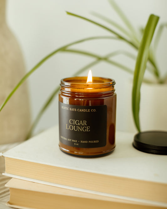 Cigar Lounge Candle | 9 oz Amber Jar