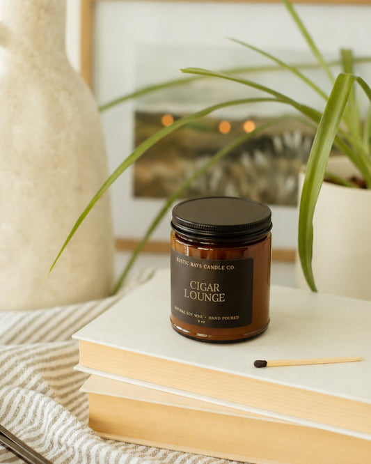 Cigar Lounge Candle | 9 oz Amber Jar