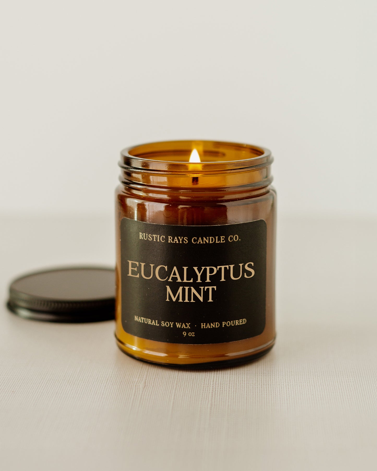 - Eucalyptus Mint Candle | 9 oz Amber Jar