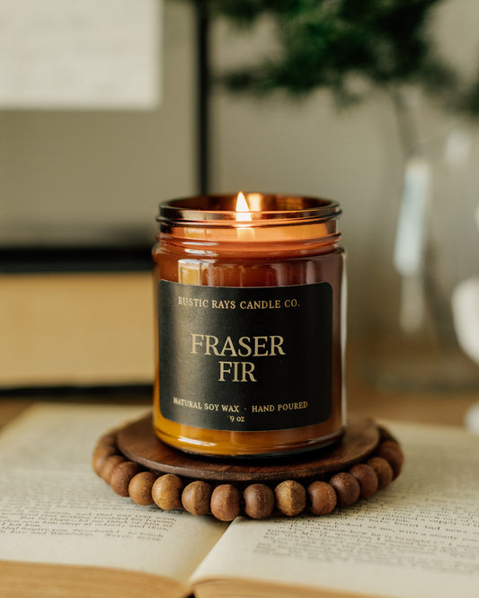 - Fraser Fir Candle | 9 oz Amber Jar