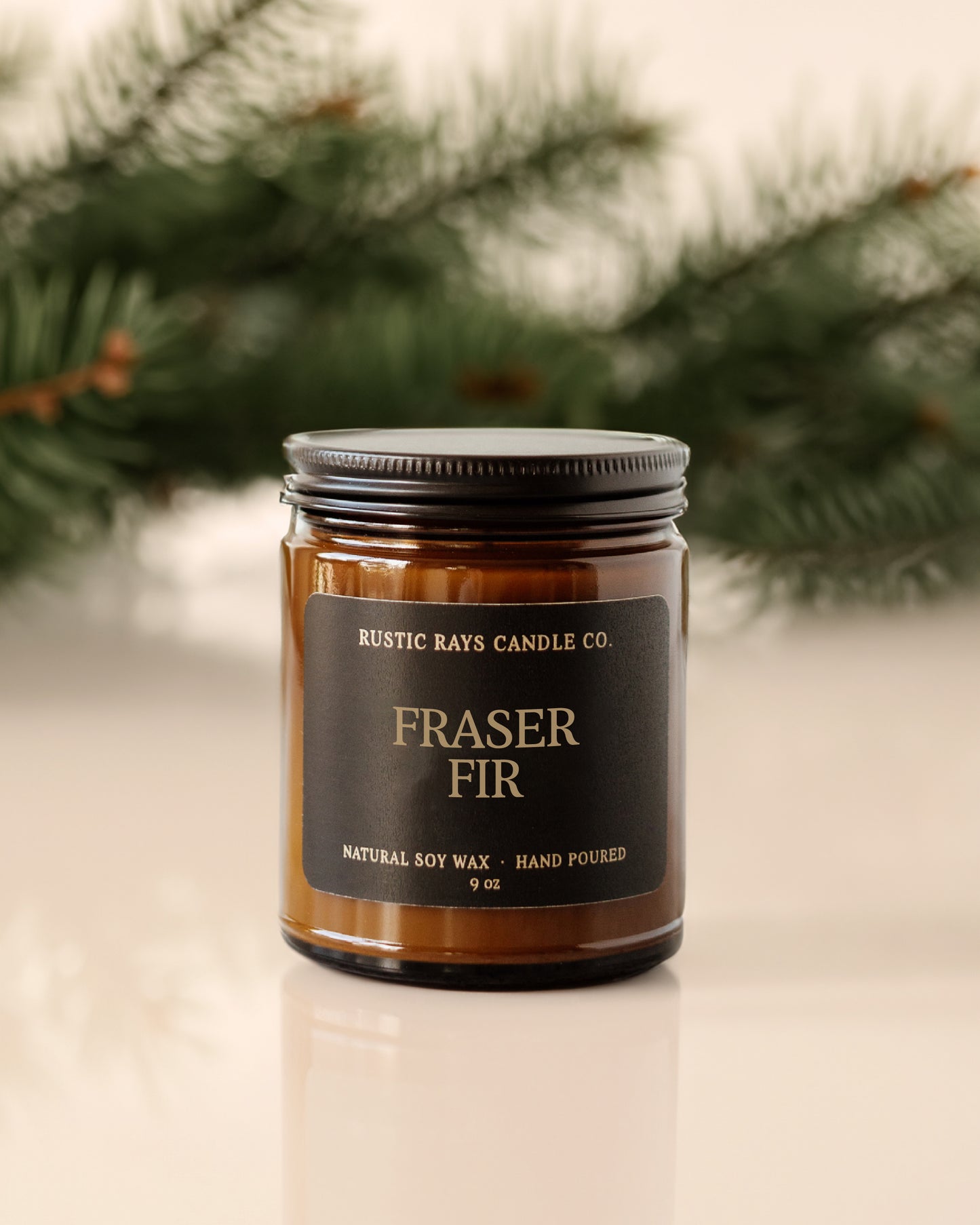 - Fraser Fir Candle | 9 oz Amber Jar