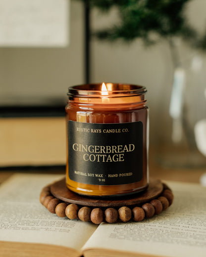 - Gingerbread Cottage Candle | 9 oz Amber Jar