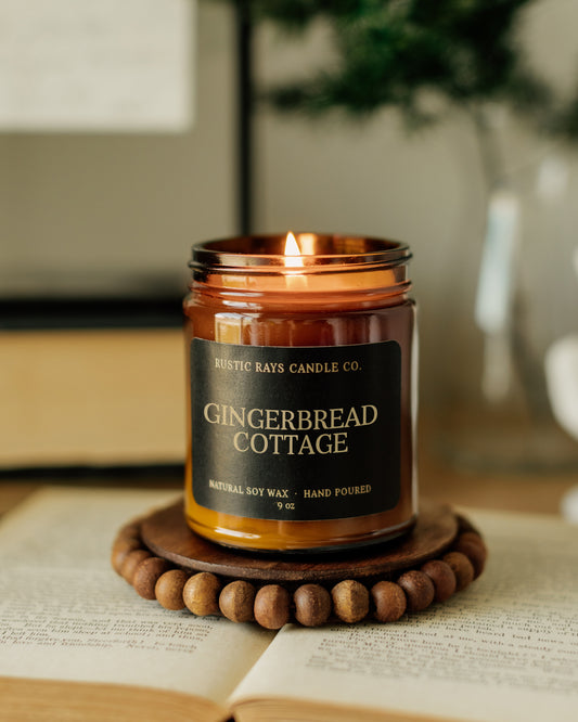 - Gingerbread Cottage Candle | 9 oz Amber Jar