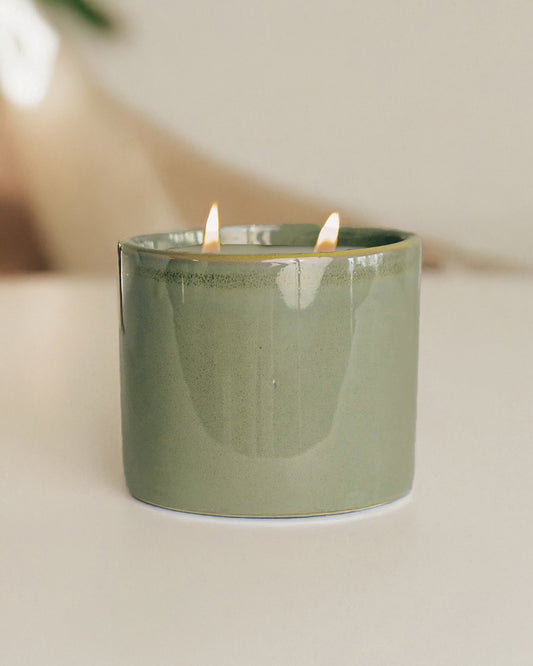 Vanilla Birchwood Candle | 10 oz Sage Ceramic