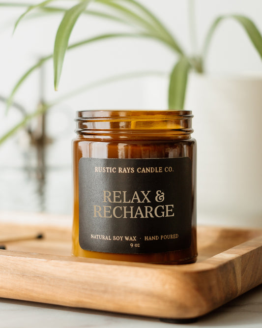 Relax & Recharge Candle | 9 oz Amber Jar
