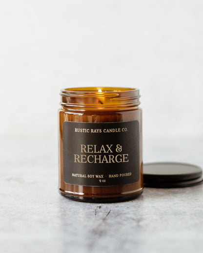 Relax & Recharge Candle | 9 oz Amber Jar