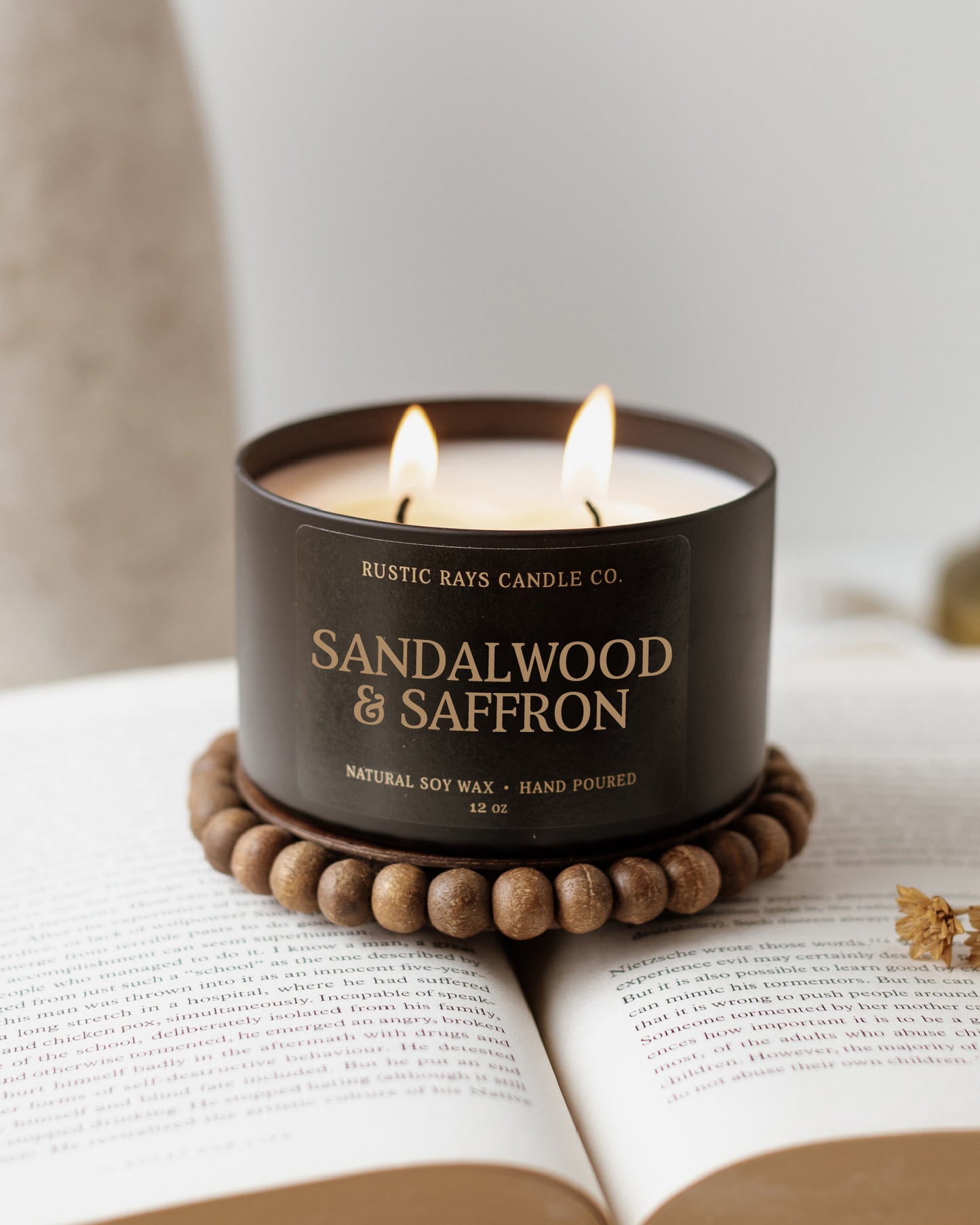 - Sandalwood & Saffron Candle | 12 oz Tin