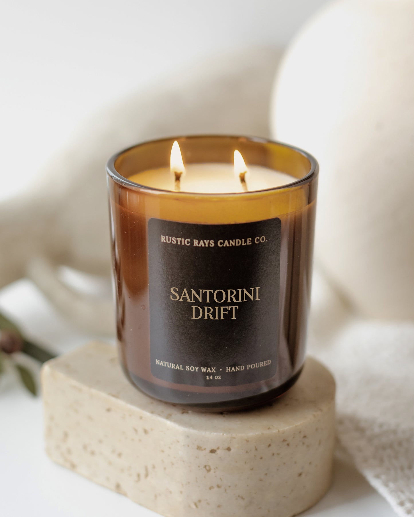 Santorini Drift Candle | 14 oz Amber Jar