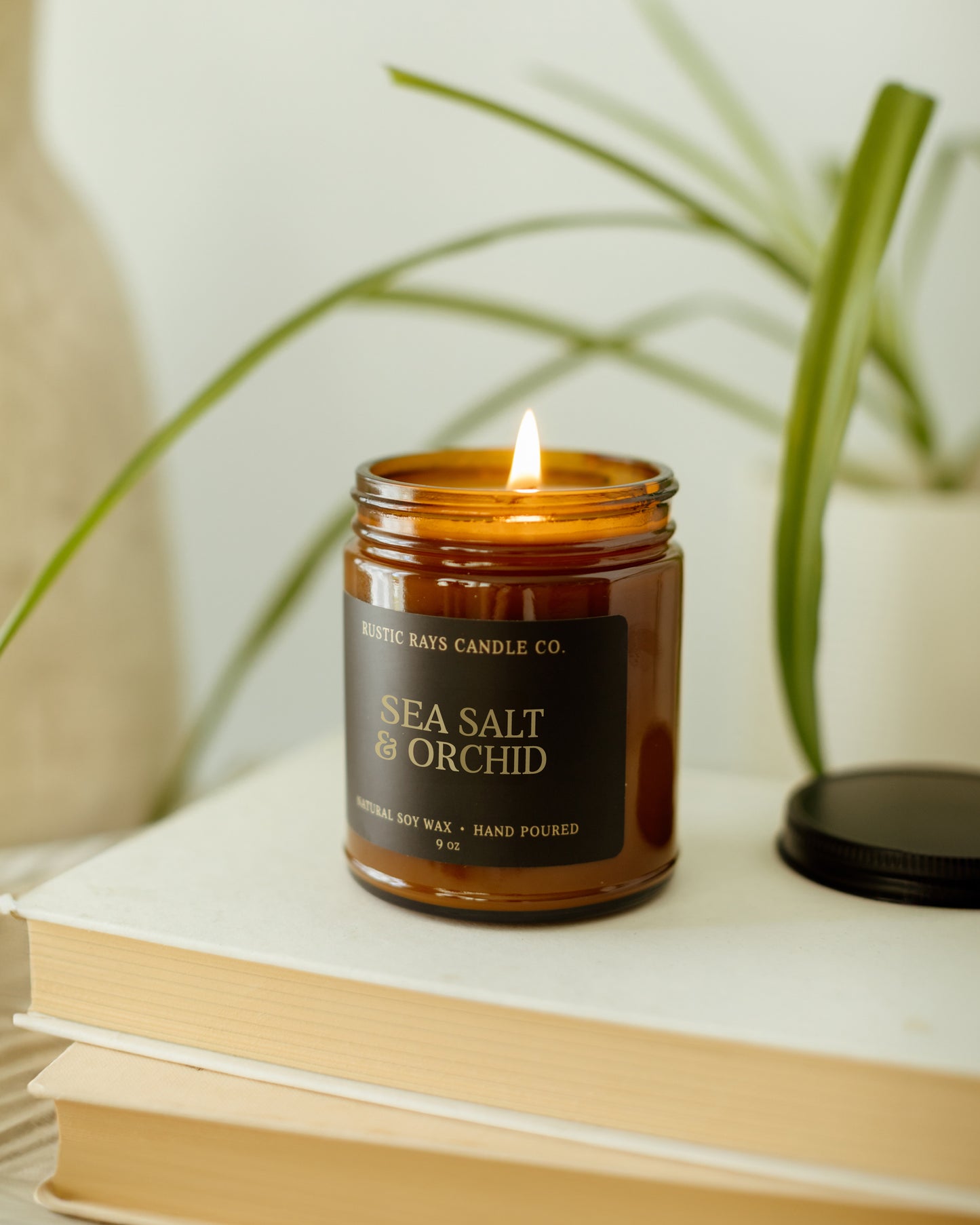Sea Salt & Orchid Candle | 9 oz Amber Jar