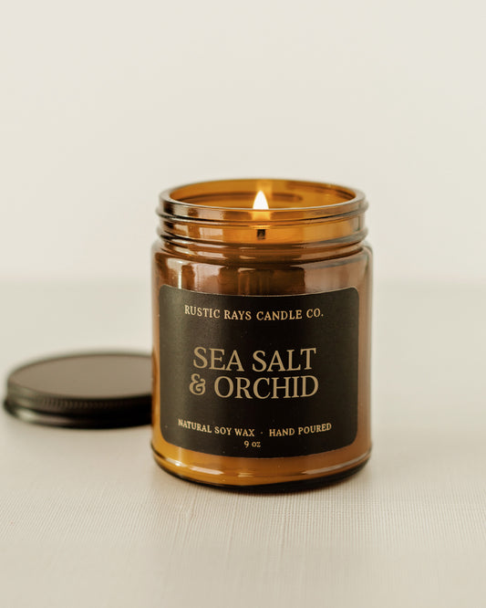 - Sea Salt & Orchid | 9 oz Amber Jar