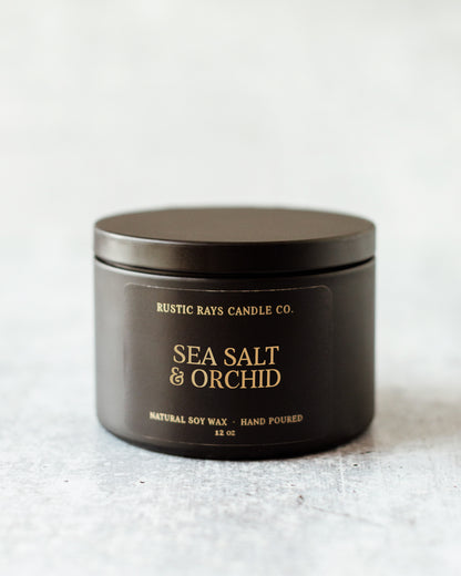 - Sea Salt & Orchid Candle | 12 oz Tin
