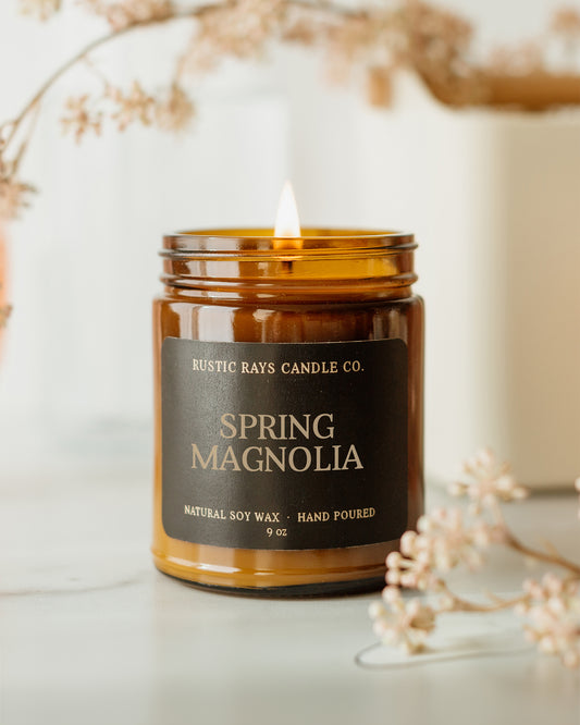 Spring Magnolia Candle | 9 oz Amber Jar