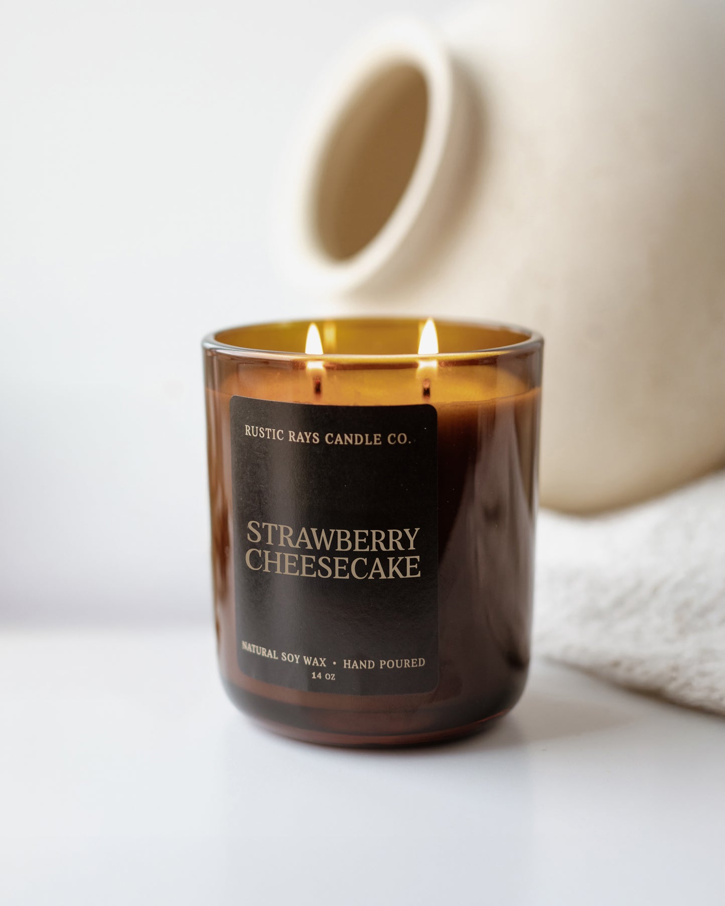 Strawberry Cheesecake Candle | 14 oz Amber Jar