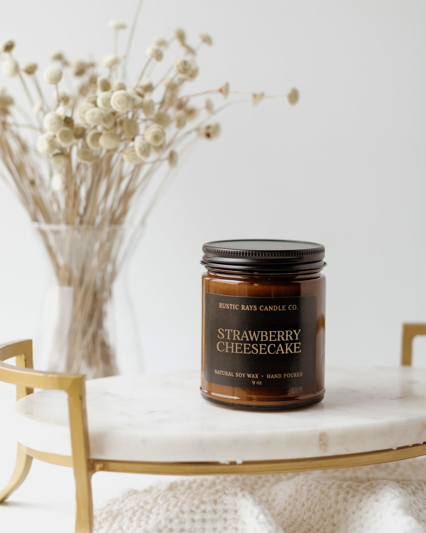 Strawberry Cheesecake Candle | 9 oz Amber Jar