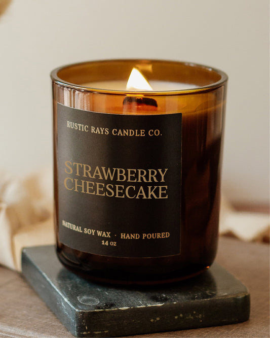 - Strawberry Cheesecake Candle | 14 oz Wood Wick