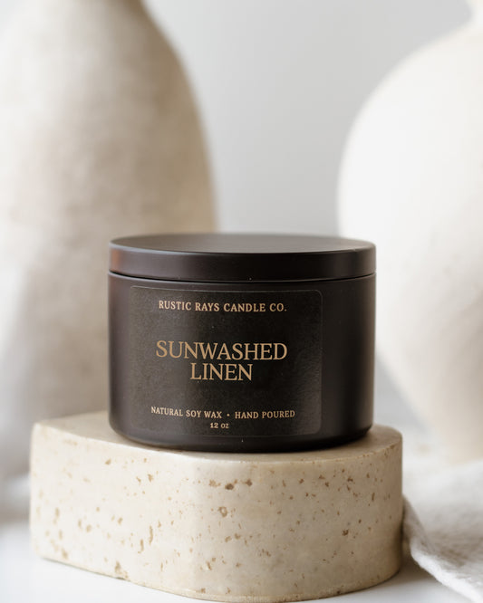 - Sunwashed Linen Candle | 12 oz Tin