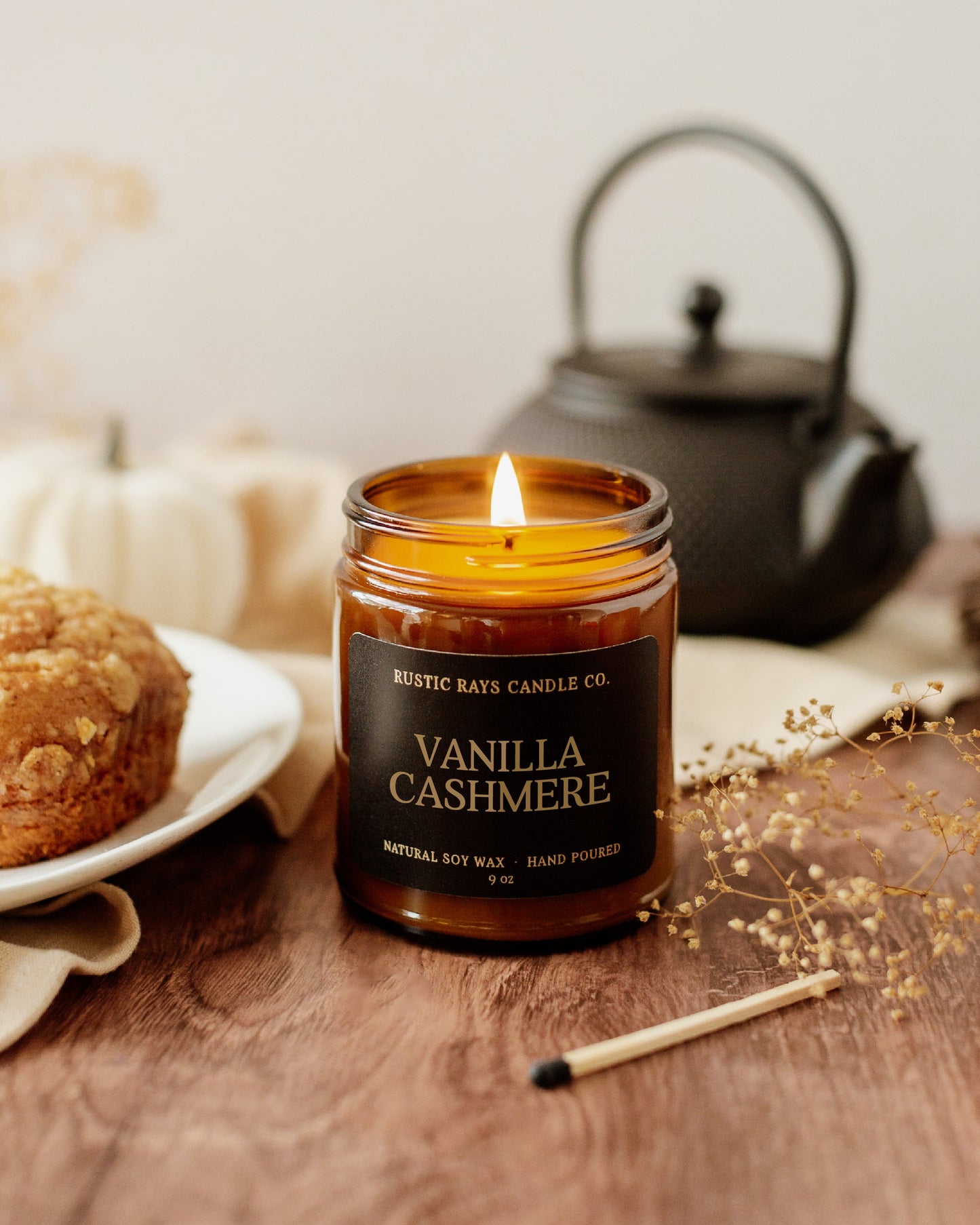 - Vanilla Cashmere Candle | 9 oz Amber Jar