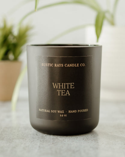 White Tea Candle | 14 oz Wood Wick