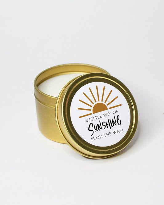 A Little Ray Of Sunshine Is On The Way | 008 | Personalized Candles | 4 oz