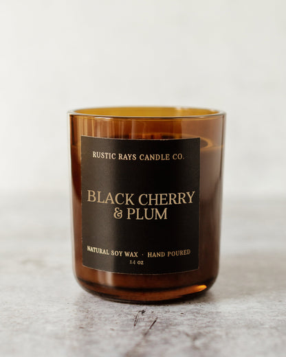 - Black Cherry & Plum Candle | 14 oz Wood Wick