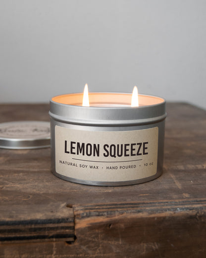 Lemon Squeeze | 10 oz Double Wick Soy Candle | Tin