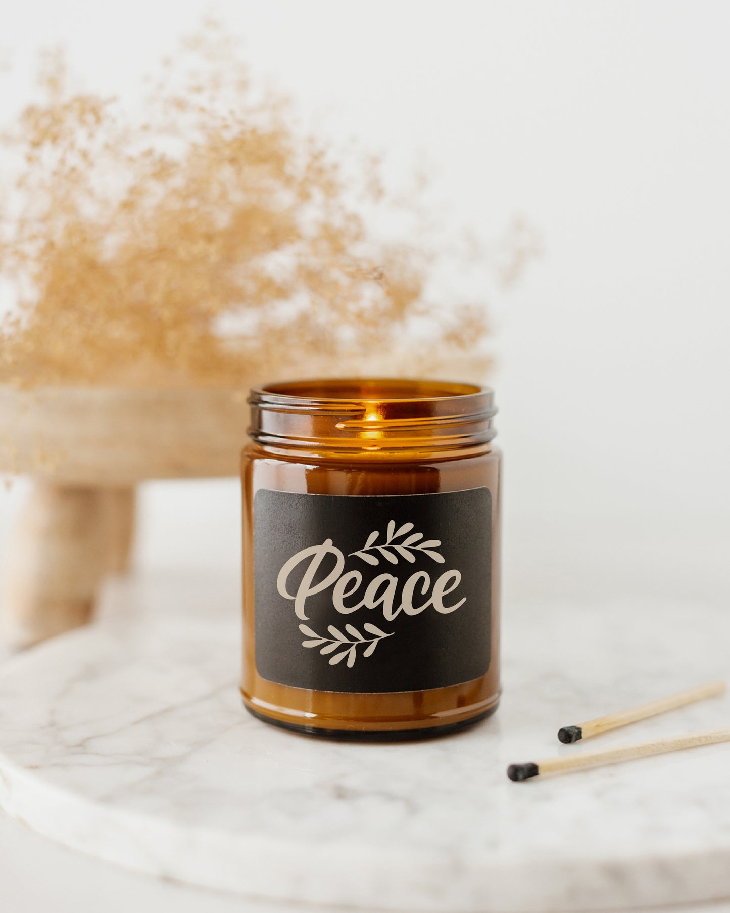 Unscented Peace Candle | 9 oz Amber Jar