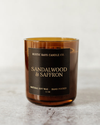 Sandalwood & Saffron Candle | 14 oz Wood Wick