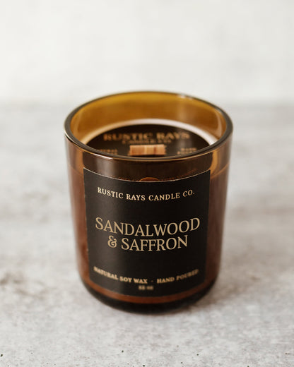 - Sandalwood & Saffron Candle | 14 oz Wood Wick