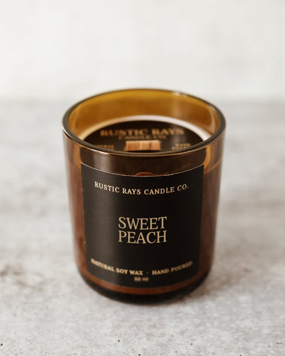 - Sweet Peach Candle | 14 oz Wood Wick