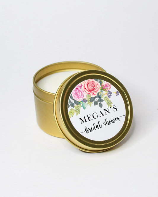 Floral Wispy Bridal Shower | 005 | Personalized Candles | 4 oz