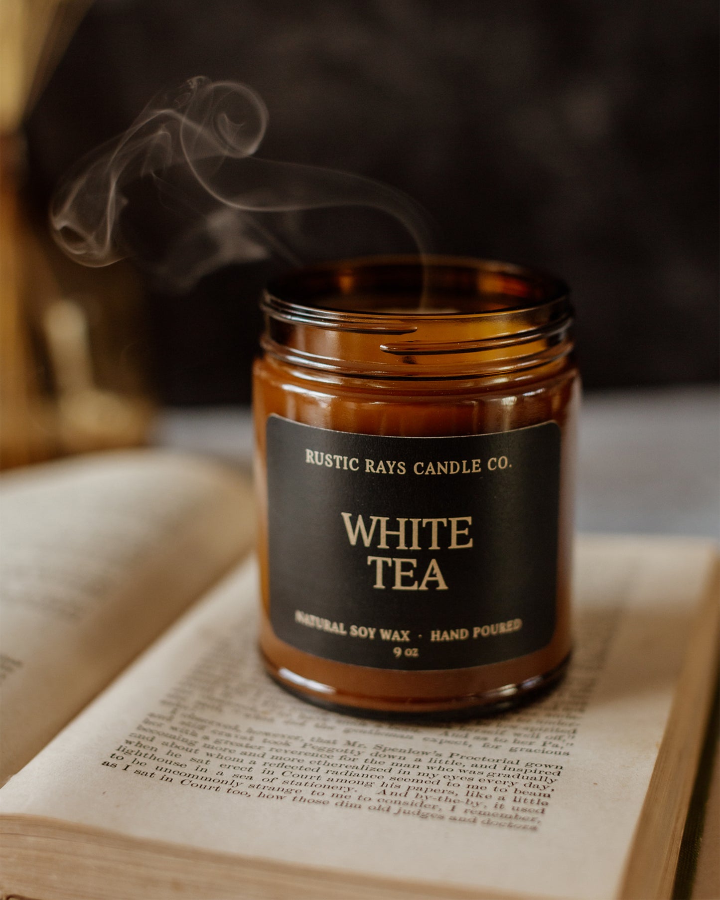 White Tea Candle | 9 oz Amber Jar